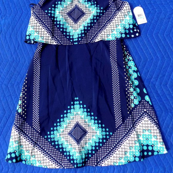 Jessica Simpson Geometric Print Halter Necklace Dress - Size 8 - Picture 2 of 5